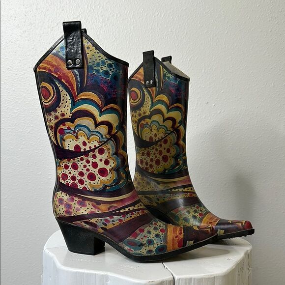 🎨 NOMAD “Yippy” Monet Rain Boots – Size 6 – Funky, Colorful, Fabulous! (1509) - Picture 3 of 13